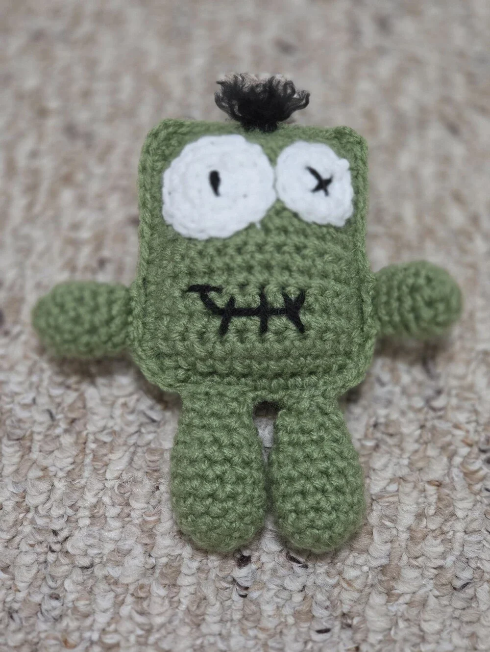 Handmade Crochet Green Mini Zombie Plushie